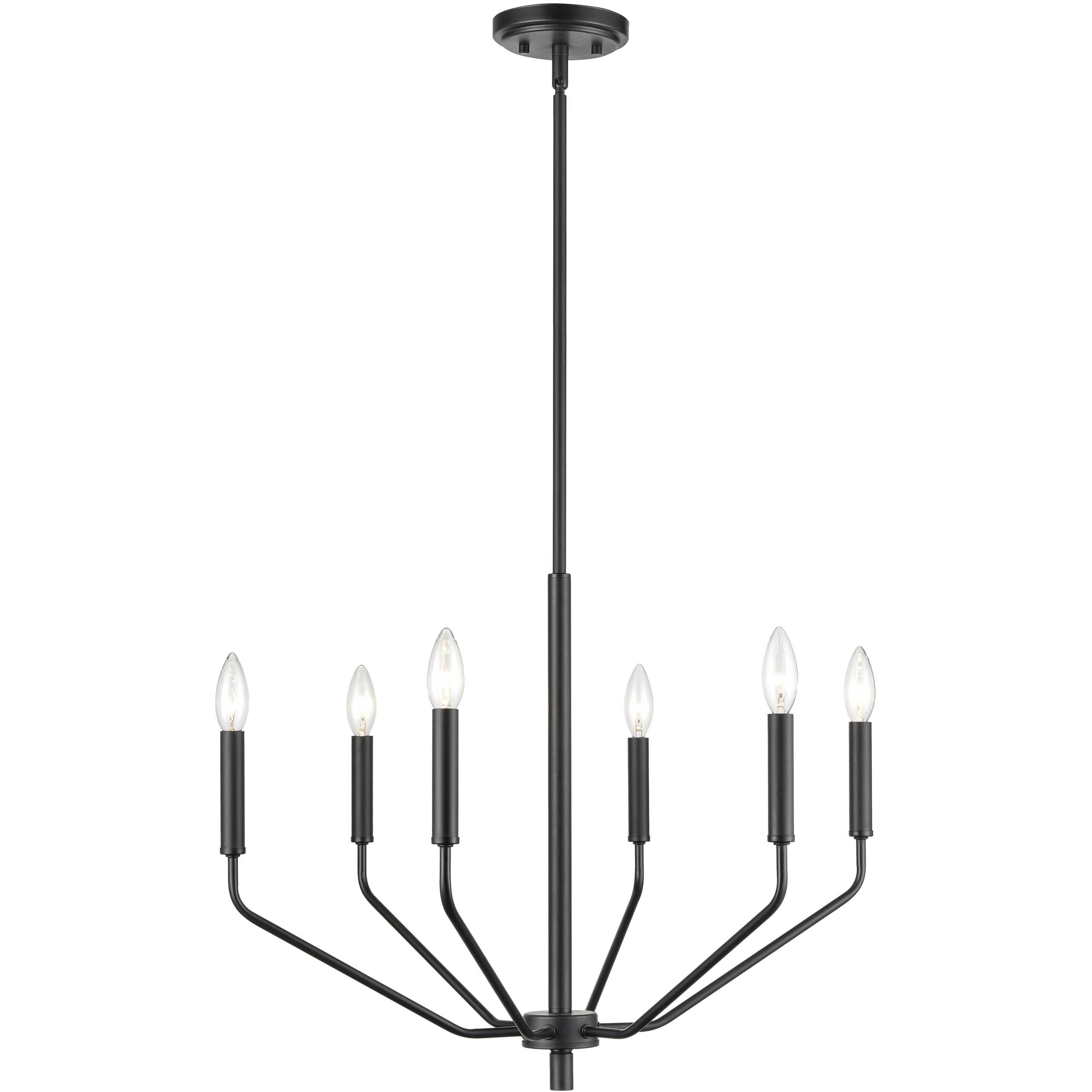 Laurell 6 Light 24 inch Matte Black Chandelier Ceiling Light